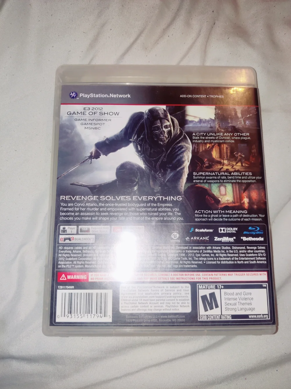 Dishonored (PS3) Video Game - Black/Grey